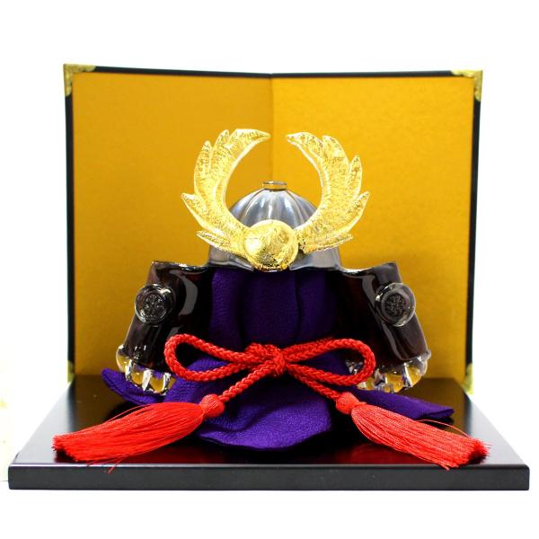 ガラスの兜 彩兜(金・黒) glass calico グラスキャリコ ハンドメイド ガラスアート 5月 端午の節句 五月人形 兜飾り オブジェ 室内 インテリア お祝い ギフト