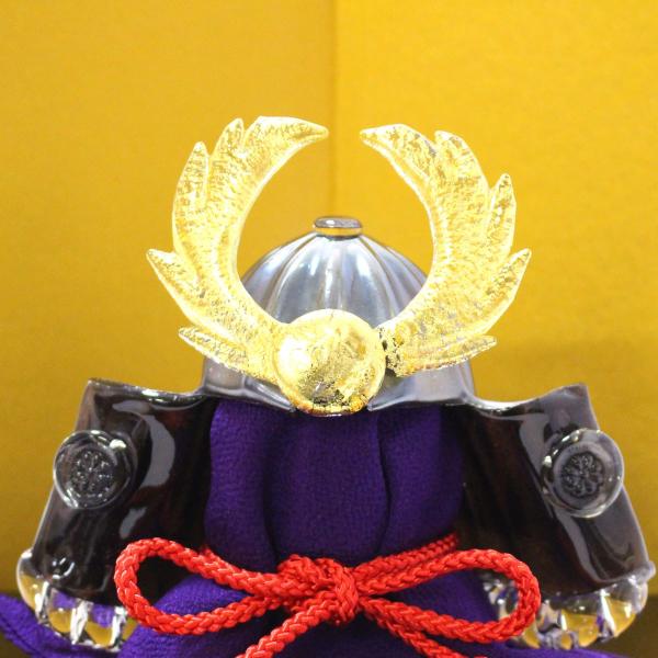ガラスの兜 彩兜(金・黒) glass calico グラスキャリコ ハンドメイド ガラスアート 5月 端午の節句 五月人形 兜飾り オブジェ 室内 インテリア お祝い ギフト
