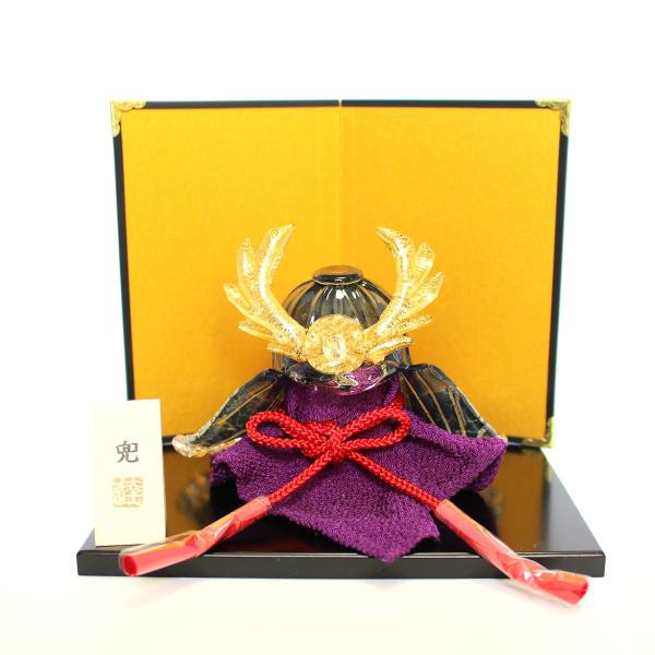 ガラスの兜 彩兜(金・紺) glass calico グラスキャリコ ハンドメイド ガラスアート 5月 端午の節句 五月人形 兜飾り オブジェ 室内 インテリア お祝い ギフト