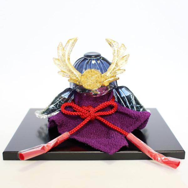 ガラスの兜 彩兜(金・紺) glass calico グラスキャリコ ハンドメイド ガラスアート 5月 端午の節句 五月人形 兜飾り オブジェ 室内 インテリア お祝い ギフト