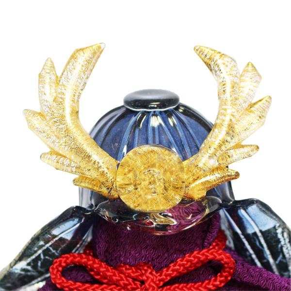 ガラスの兜 彩兜(金・紺) glass calico グラスキャリコ ハンドメイド ガラスアート 5月 端午の節句 五月人形 兜飾り オブジェ 室内 インテリア お祝い ギフト