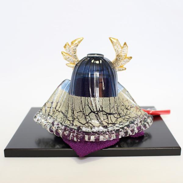 ガラスの兜 彩兜(金・紺) glass calico グラスキャリコ ハンドメイド ガラスアート 5月 端午の節句 五月人形 兜飾り オブジェ 室内 インテリア お祝い ギフト