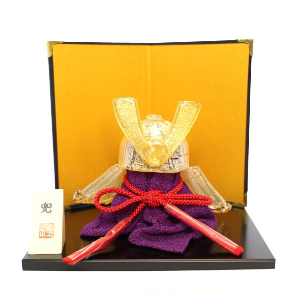 ガラスの兜 金兜(金・銀) glass calico グラスキャリコ ハンドメイド ガラスアート 5月 端午の節句 五月人形 兜飾り オブジェ 室内 インテリア お祝い ギフト