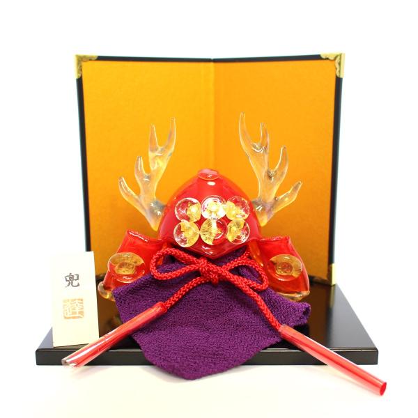 ガラスの兜 真田幸村 glass calico グラスキャリコ ハンドメイド ガラスアート 5月 端午の節句 五月人形 兜飾り オブジェ 室内 インテリア お祝い ギフト
