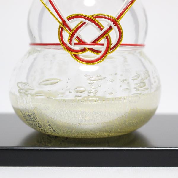 ガラスの鏡餅(M) glass calico グラスキャリコ ハンドメイド ガラスアート 化粧箱付 ガラス製 かがみもち オブジェ 置物 お正月