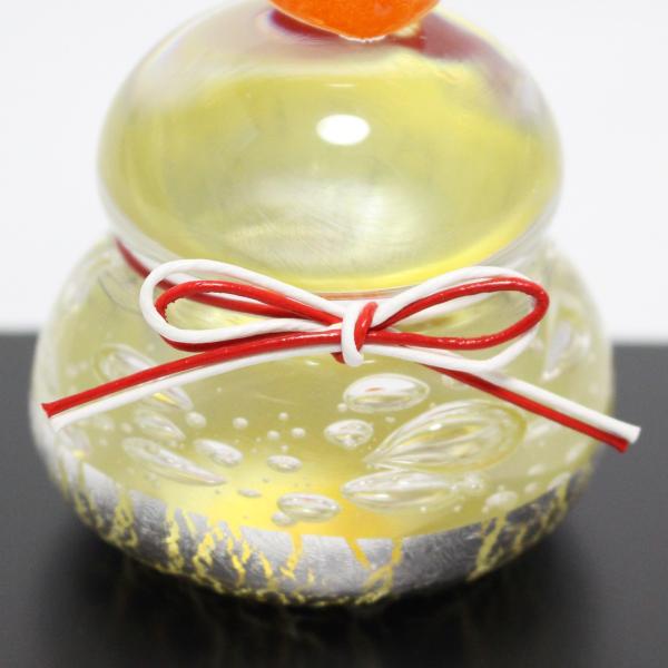 ガラスの鏡餅(S) glass calico グラスキャリコ ハンドメイド ガラスアート 化粧箱付 ガラス製 かがみもち オブジェ 置物 お正月