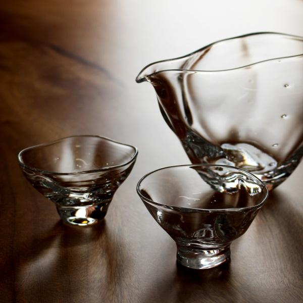 glasscalico グラスキャリコ ハンドメイド ガラス酒器 ミナモ 冷酒器セット (片口・ぐい呑 2個)