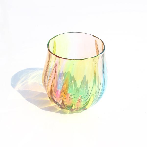 glass calico グラスキャリコ ハンドメイド ガラス酒器 プリズム ライン 丸型 ロックグラス ウイスキー 焼酎 カクテル 梅酒 グラス