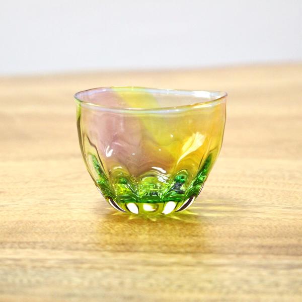 glass calico グラスキャリコ プリズム ライン 冷酒器セット (片口・ぐい呑 1個) ハンドメイド ガラス酒器