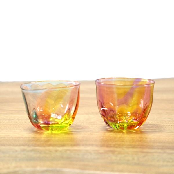 glass calico グラスキャリコ プリズム ライン 冷酒器セット (片口・ぐい呑 2個) ハンドメイド ガラス酒器