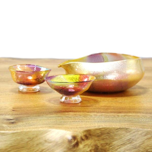 glasscalico グラスキャリコ プリズム 雅(みやび)冷酒器セット (片口・ぐい呑 2個) ハンドメイド ガラス酒器
