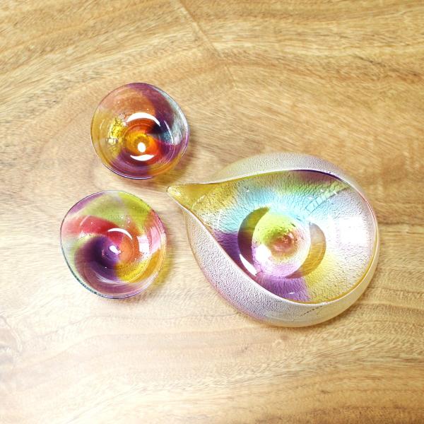 glasscalico グラスキャリコ プリズム 雅(みやび)冷酒器セット (片口・ぐい呑 2個) ハンドメイド ガラス酒器