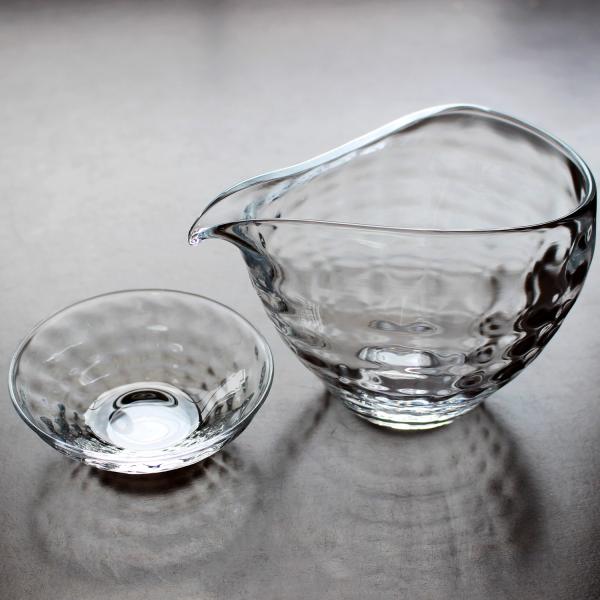 glass calico グラスキャリコ ハンドメイド ガラス酒器 澄 (すみ) 冷酒器セット (片口・さかずき 1個)