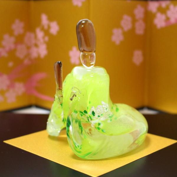 ガラスのお雛様 やよい雛(黄緑・ピンク) glass calico グラスキャリコ ハンドメイド ガラスアート 雛人形 ひな人形 おひなさま 桃の節句 オブジェ コンパクト