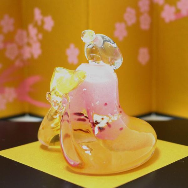 ガラスのお雛様 やよい雛(黄緑・ピンク) glass calico グラスキャリコ ハンドメイド ガラスアート 雛人形 ひな人形 おひなさま 桃の節句 オブジェ コンパクト
