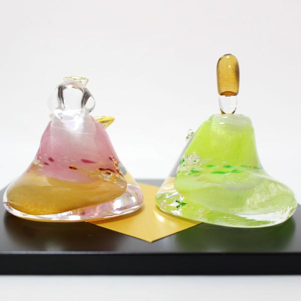 ガラスのお雛様 やよい雛(黄緑・ピンク) glass calico グラスキャリコ ハンドメイド ガラスアート 雛人形 ひな人形 おひなさま 桃の節句 オブジェ コンパクト