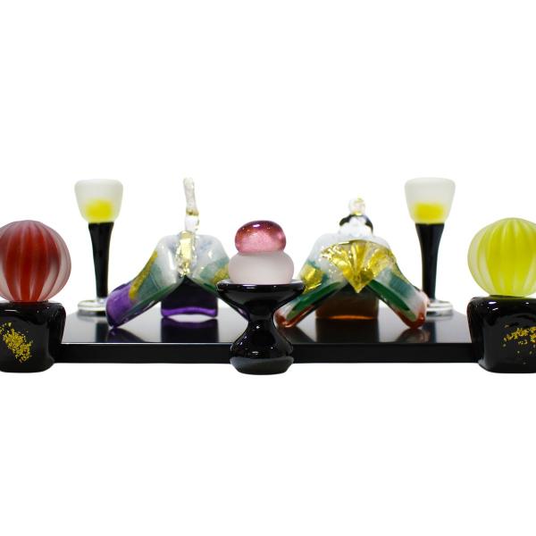 ガラスのお雛様 ひとえ雛 春風 親王飾りセット SAIZOU GLASS LABO 可児友紀 ハンドメイド ガラスアート 雛人形 ひな人形 おひなさま 豪華 フルセット 桃の節句 オブジェ コンパクト ギフト