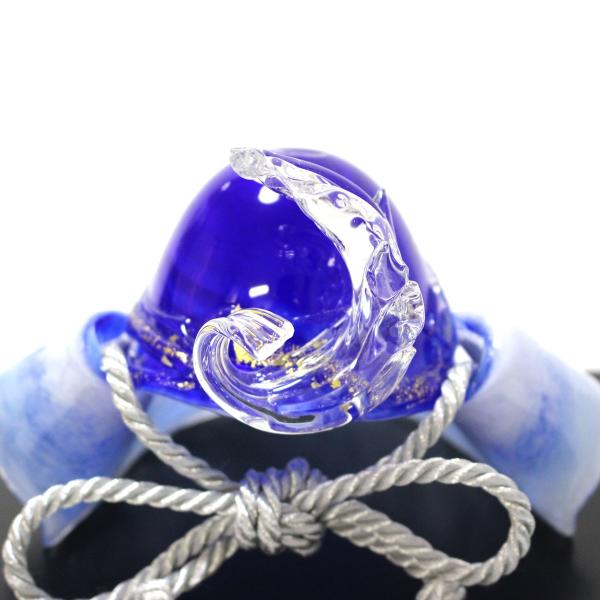 ガラスの兜 漣(さざなみ) SAIZOU GLASS LABO 可児友紀 ハンドメイド ガラスアート 兜飾り 五月人形 端午の節句 初節句 オブジェ コンパクト ギフト