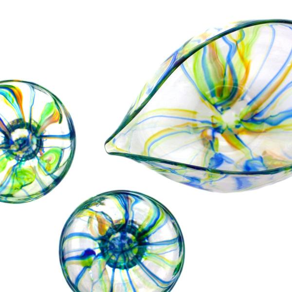 SAIZOU GLASS LABO サイゾウグラスラボ ハンドメイド ガラス酒器 Lotus (ロータス) 冷酒器セット (横型片口・ぐい呑2個)
