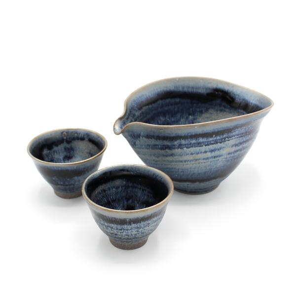 山下陶房 山下秀樹 銀化天目(ぎんかてんもく) 片口 (中・1.5合) 単品