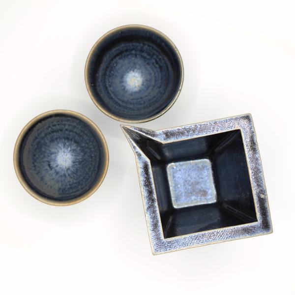 山下陶房 山下秀樹 銀化天目(ぎんかてんもく) 角片口 (小・1合) 単品