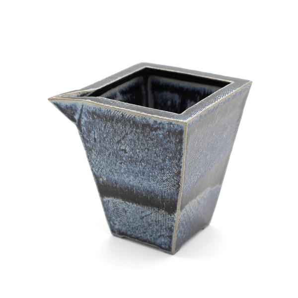 山下陶房 山下秀樹 銀化天目(ぎんかてんもく) 酒器揃 角片口 (中)・盃 2個