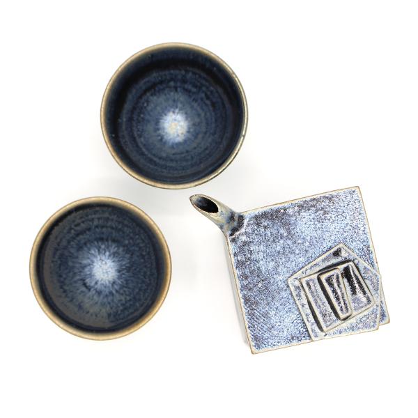 山下陶房 山下秀樹 銀化天目(ぎんかてんもく) 角片口 (蓋付) (小・1合) 単品
