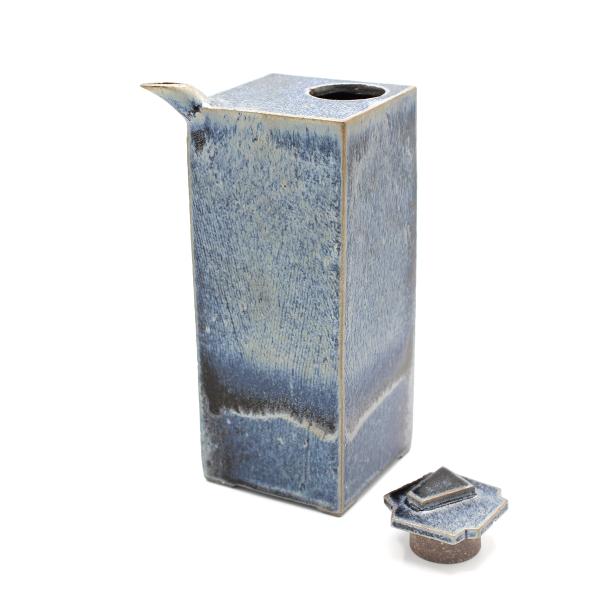 山下陶房 山下秀樹 銀化天目(ぎんかてんもく) 酒器揃 角片口 (蓋付) (大)・盃 2個