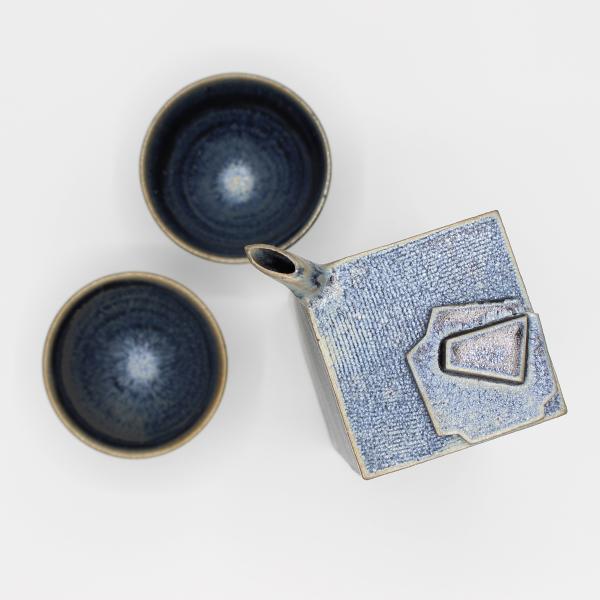 山下陶房 山下秀樹 銀化天目(ぎんかてんもく) 角片口 (蓋付) (大・2合) 単品