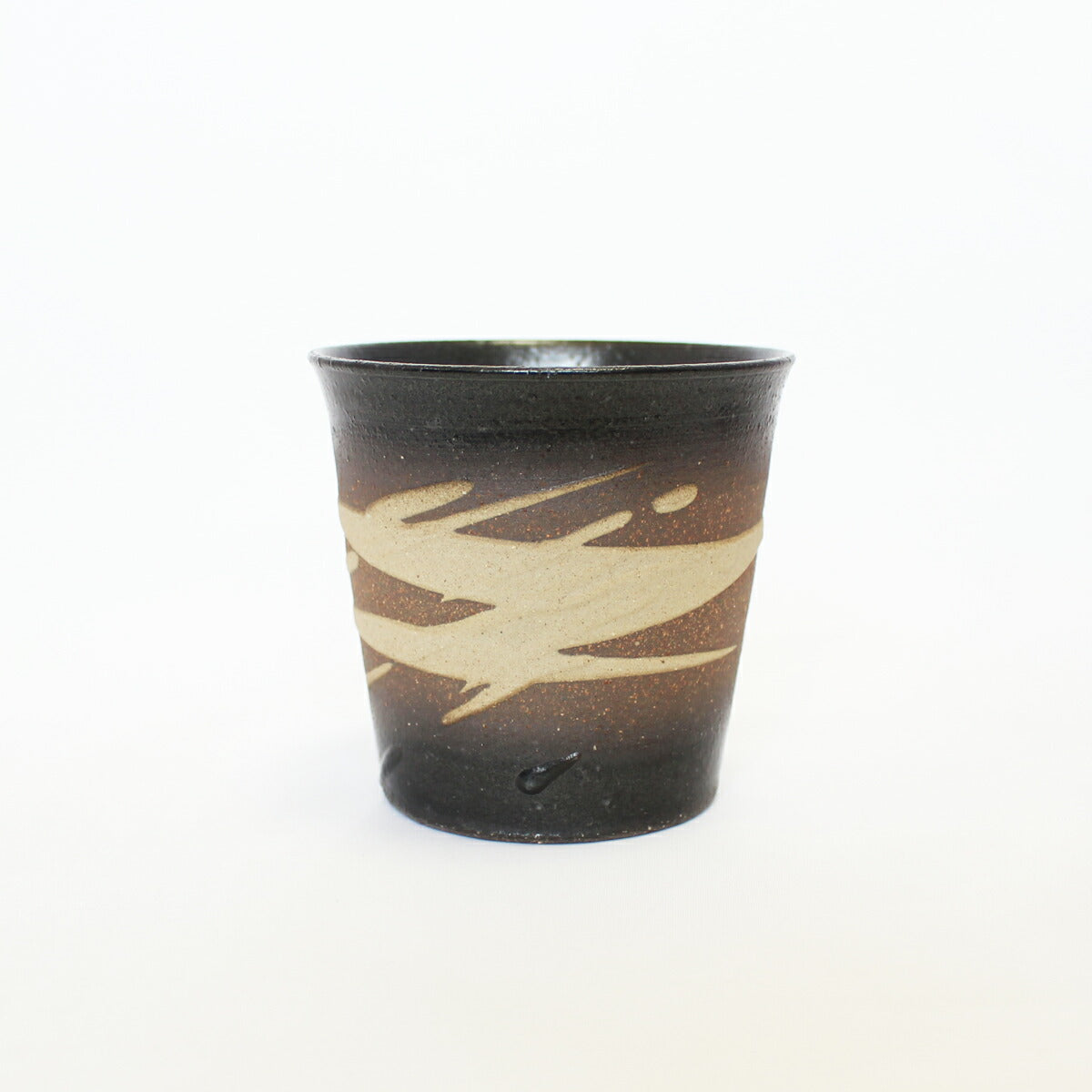 越前焼 白雲彩 焼酎カップ ペアセット 白・黒 2個 (木箱入) ハンドメイド酒器 焼酎 梅酒 ロックグラス タンブラー