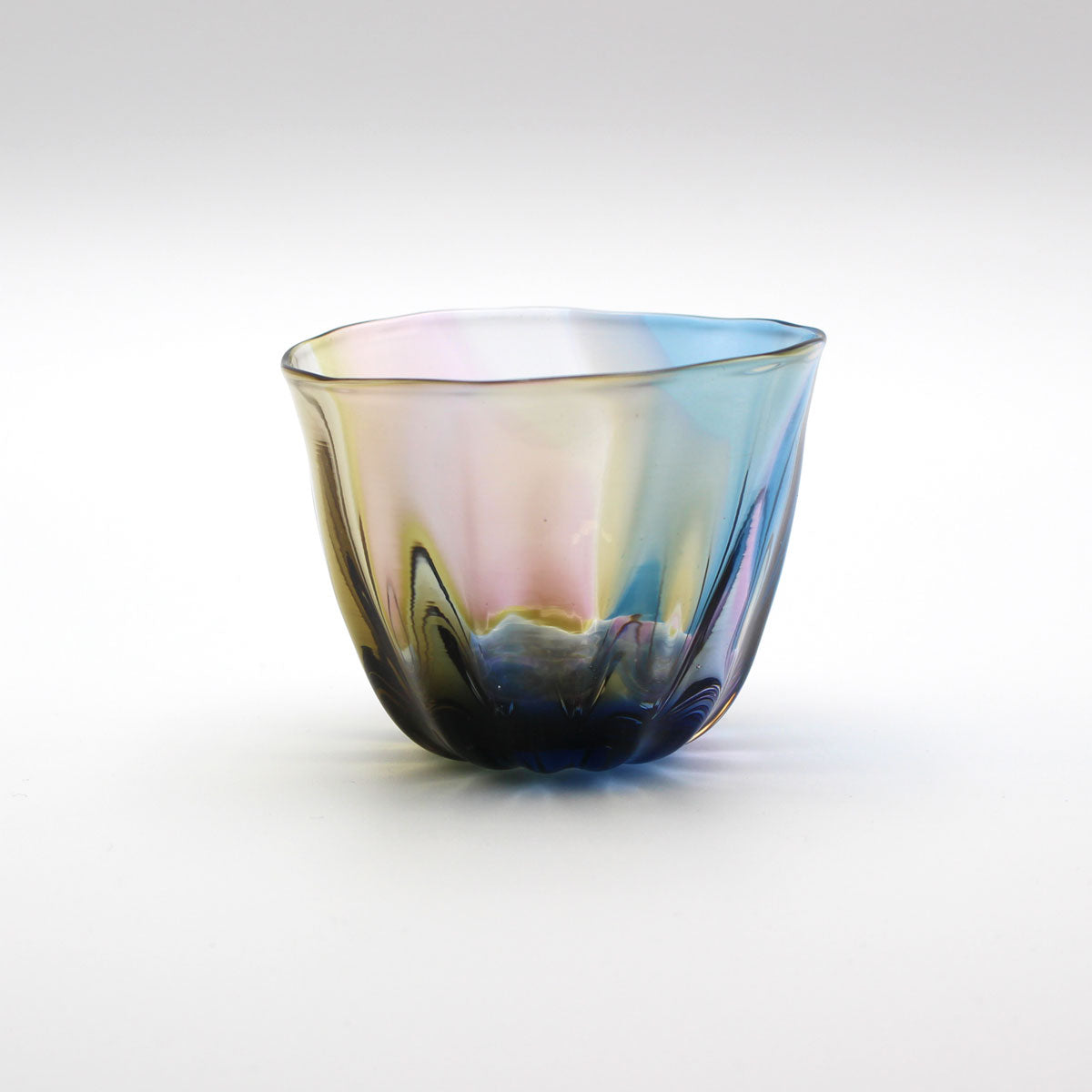 glasscalico グラスキャリコ ハンドメイド ガラス酒器 earth (アース) ライン 冷酒器セット (片口・ぐい呑 2個)