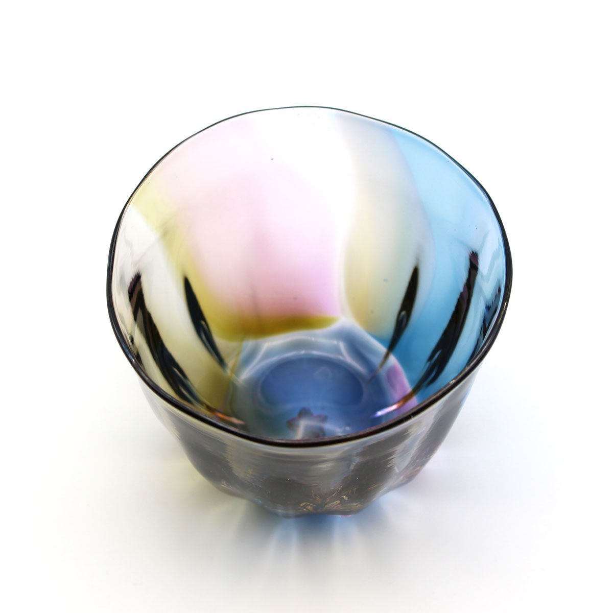 glasscalico グラスキャリコ ハンドメイド ガラス酒器 earth (アース) ライン 冷酒器セット (片口・ぐい呑 2個)