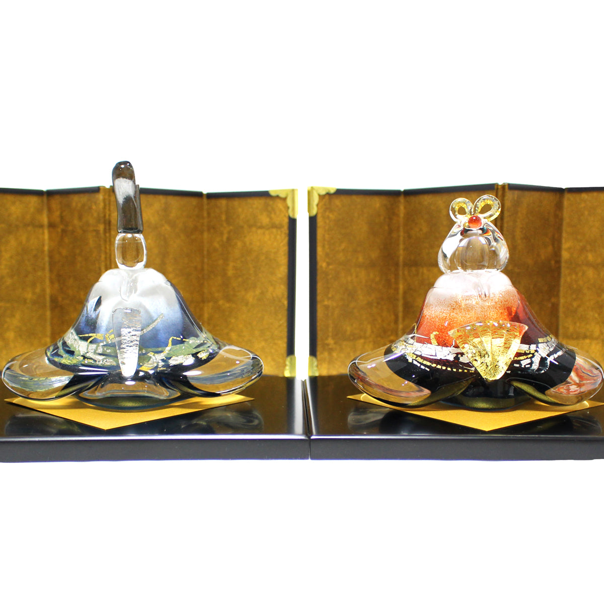 ガラスのお雛様 富士雛(ふじびな) glass calico グラスキャリコ ハンドメイド ガラスアート 雛人形 ひな人形 おひなさま 桃の節句 オブジェ コンパクト