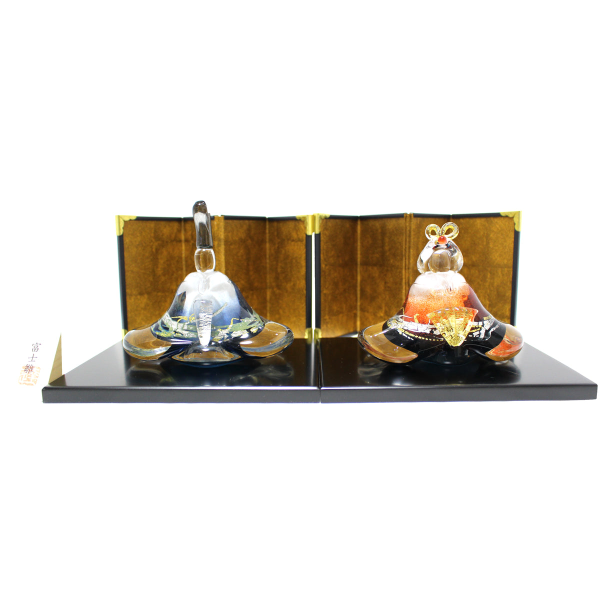 ガラスのお雛様 富士雛(ふじびな) glass calico グラスキャリコ ハンドメイド ガラスアート 雛人形 ひな人形 おひなさま 桃の節句 オブジェ コンパクト