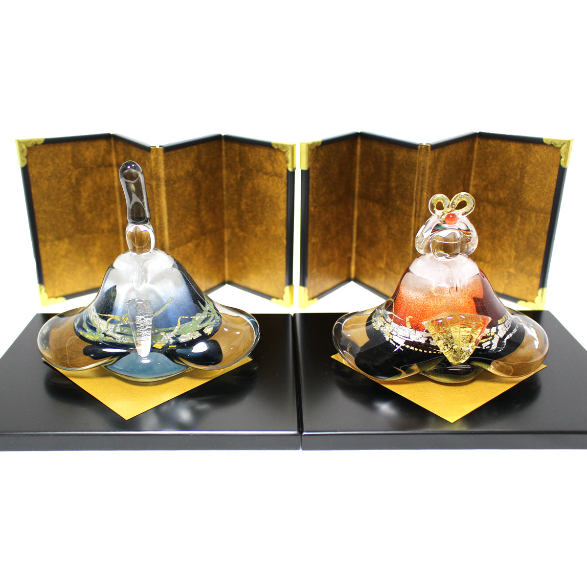 ガラスのお雛様 富士雛(ふじびな) glass calico グラスキャリコ ハンドメイド ガラスアート 雛人形 ひな人形 おひなさま 桃の節句 オブジェ コンパクト