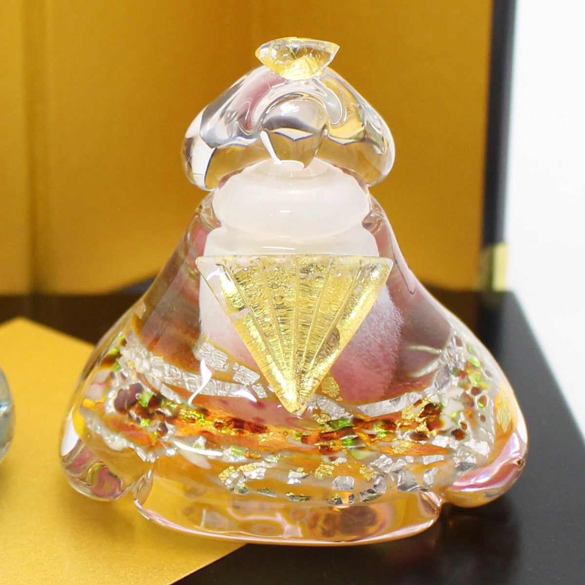 ガラスのお雛様 華雛(はなびな) 雪洞(ぼんぼり)付き glass calico グラスキャリコ ハンドメイド ガラスアート 雛人形 ひな人形 おひなさま 桃の節句 オブジェ コンパクト