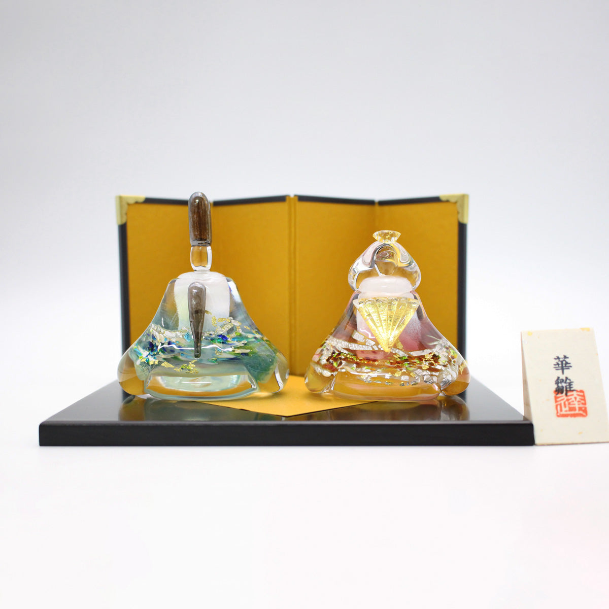 ガラスのお雛様 華雛(はなびな) glass calico グラスキャリコ ハンドメイド ガラスアート 雛人形 ひな人形 おひなさま 桃の節句 オブジェ コンパクト