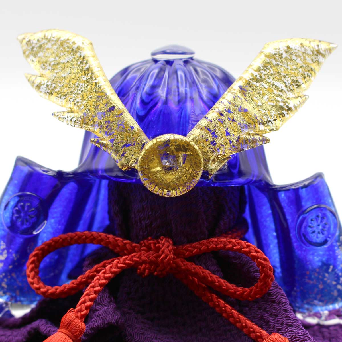 ガラスの兜 彩兜(あやかぶと 青・波) glass calico グラスキャリコ ハンドメイド ガラスアート 5月 端午の節句 五月人形 兜飾り オブジェ 室内 インテリア お祝い おしゃれ ギフト プレゼント