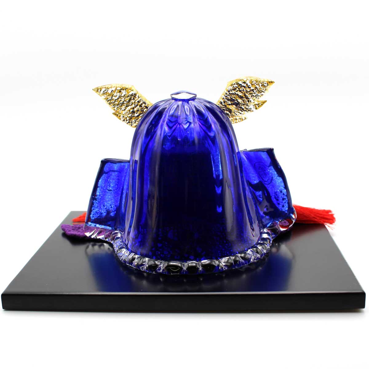 ガラスの兜 彩兜(あやかぶと 青・波) glass calico グラスキャリコ ハンドメイド ガラスアート 5月 端午の節句 五月人形 兜飾り オブジェ 室内 インテリア お祝い おしゃれ ギフト プレゼント