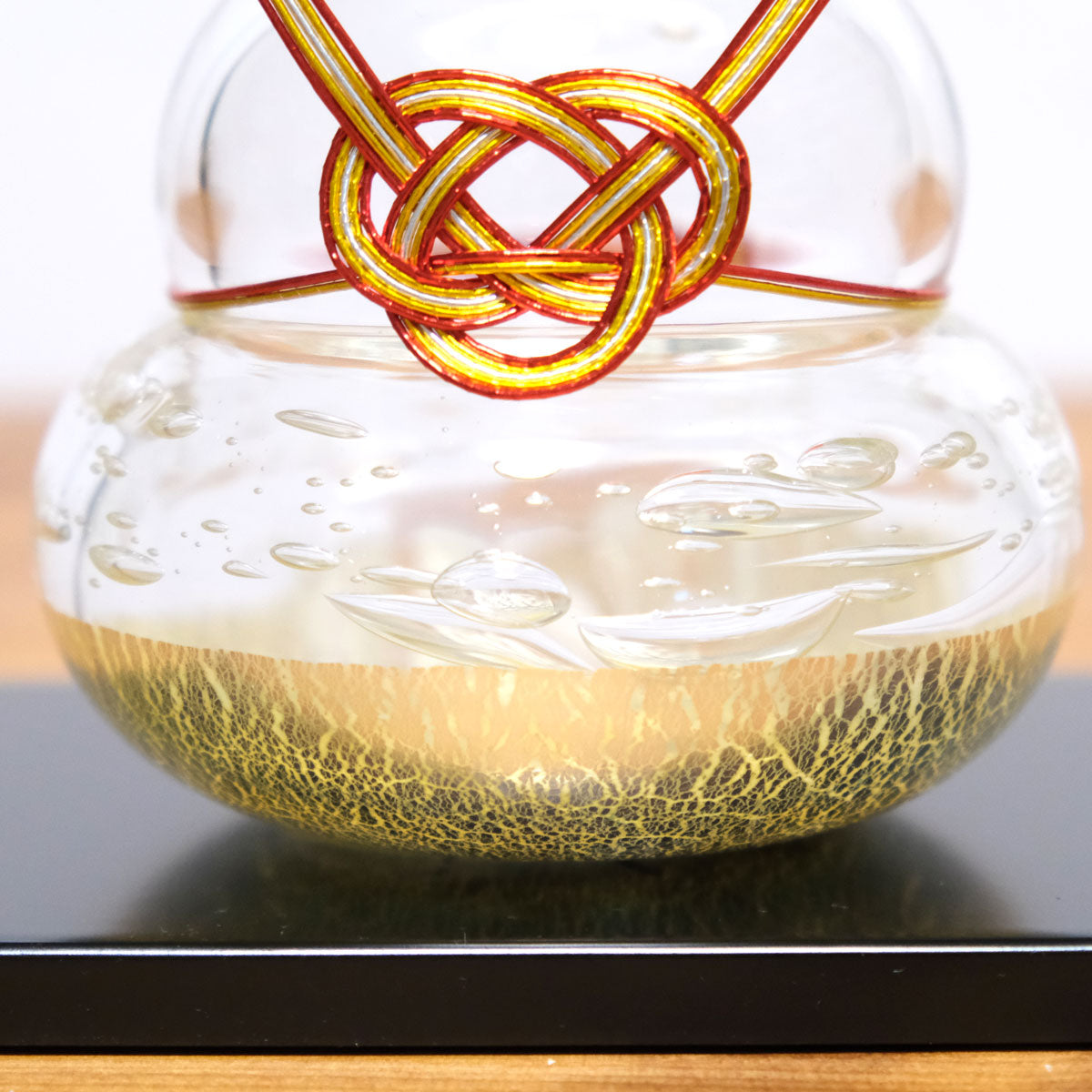 ガラスの鏡餅(L) glass calico グラスキャリコ ハンドメイド ガラスアート 化粧箱付 ガラス製 かがみもち オブジェ 置物 お正月