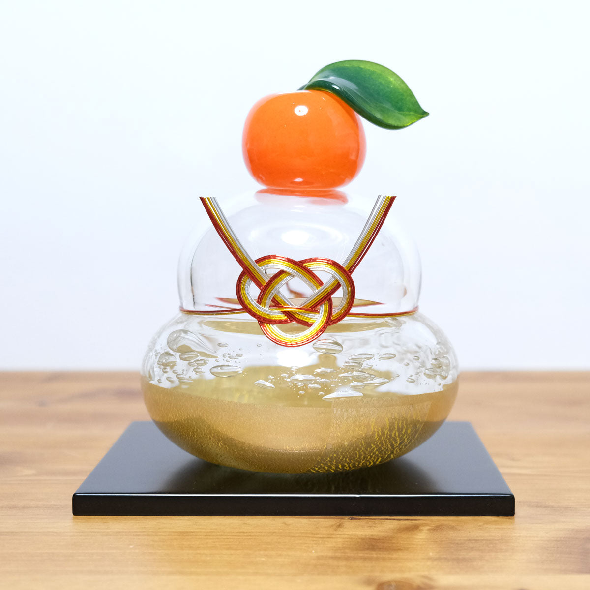 ガラスの鏡餅(LL) glass calico グラスキャリコ ハンドメイド ガラスアート 化粧箱付 ガラス製 かがみもち オブジェ 置物 お正月