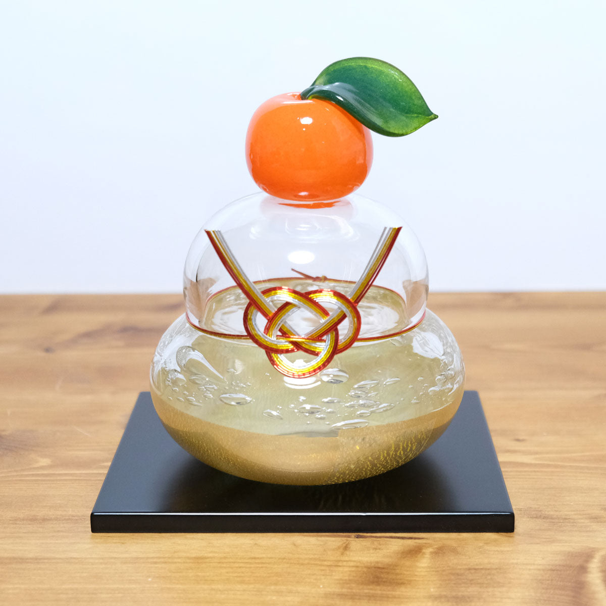 ガラスの鏡餅(LL) glass calico グラスキャリコ ハンドメイド ガラスアート 化粧箱付 ガラス製 かがみもち オブジェ 置物 お正月