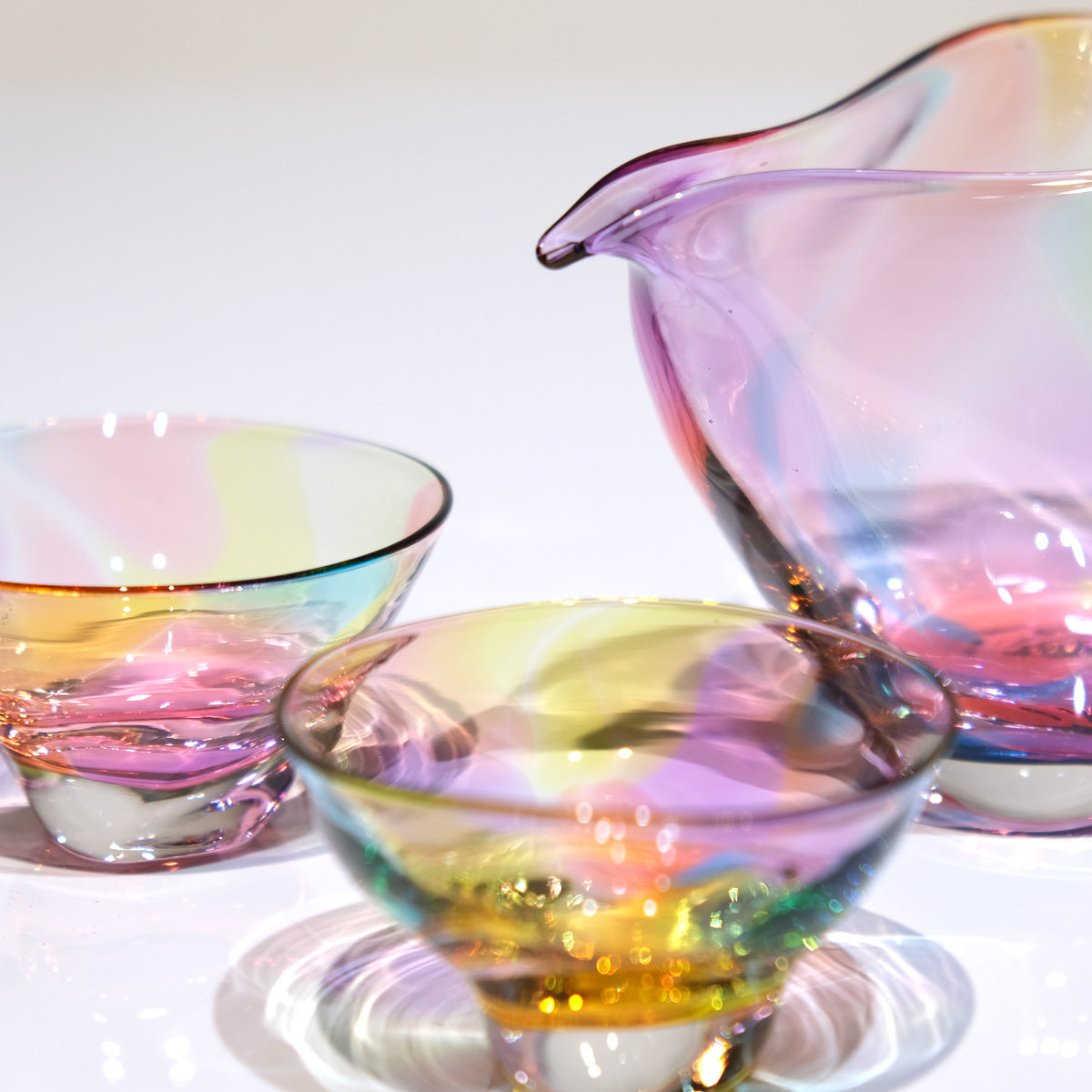 glass calico グラスキャリコ ハンドメイド ガラス酒器 ミナモプリズム ぐい呑 冷酒器 (単品販売)