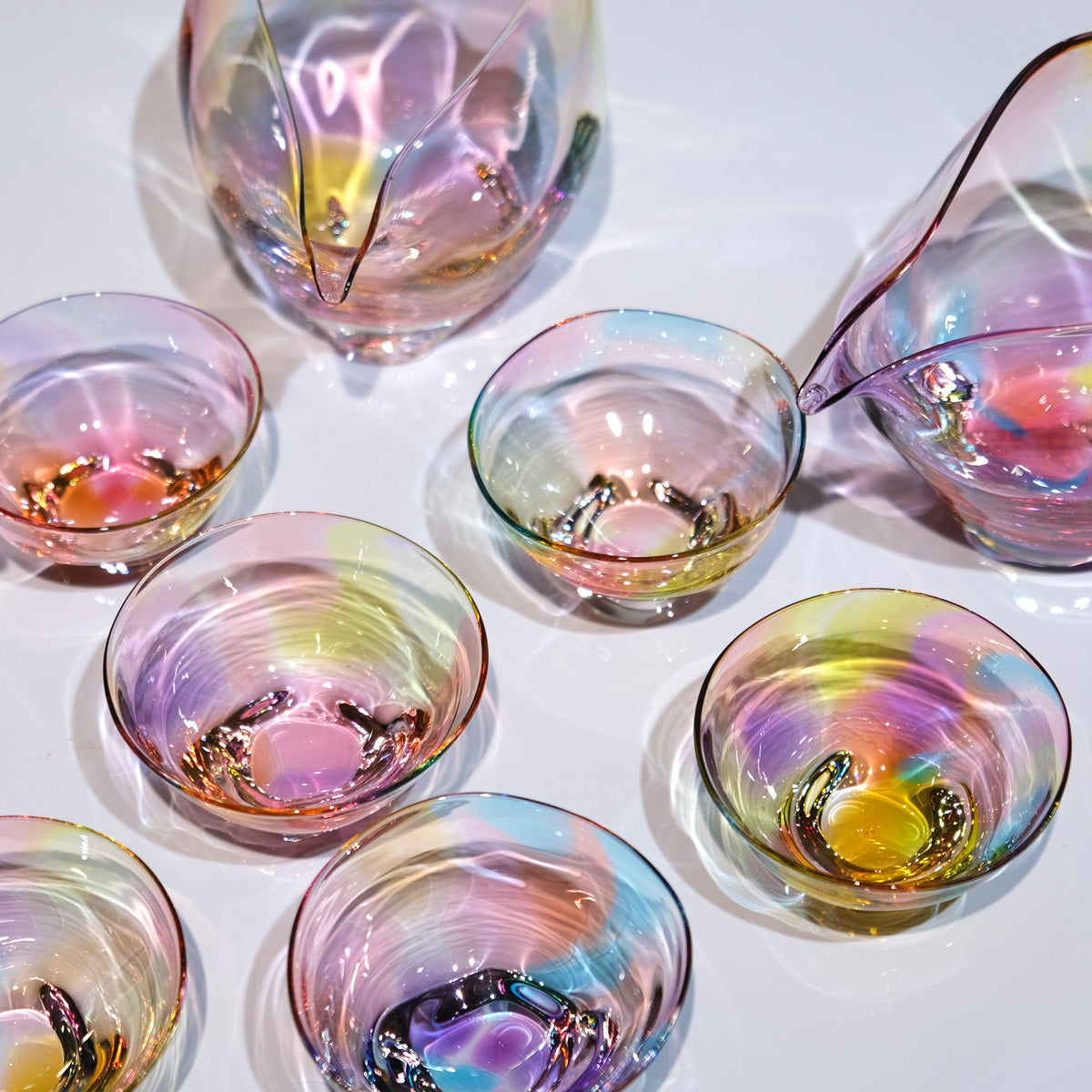 glass calico グラスキャリコ ハンドメイド ガラス酒器 ミナモプリズム ぐい呑 冷酒器 (単品販売)