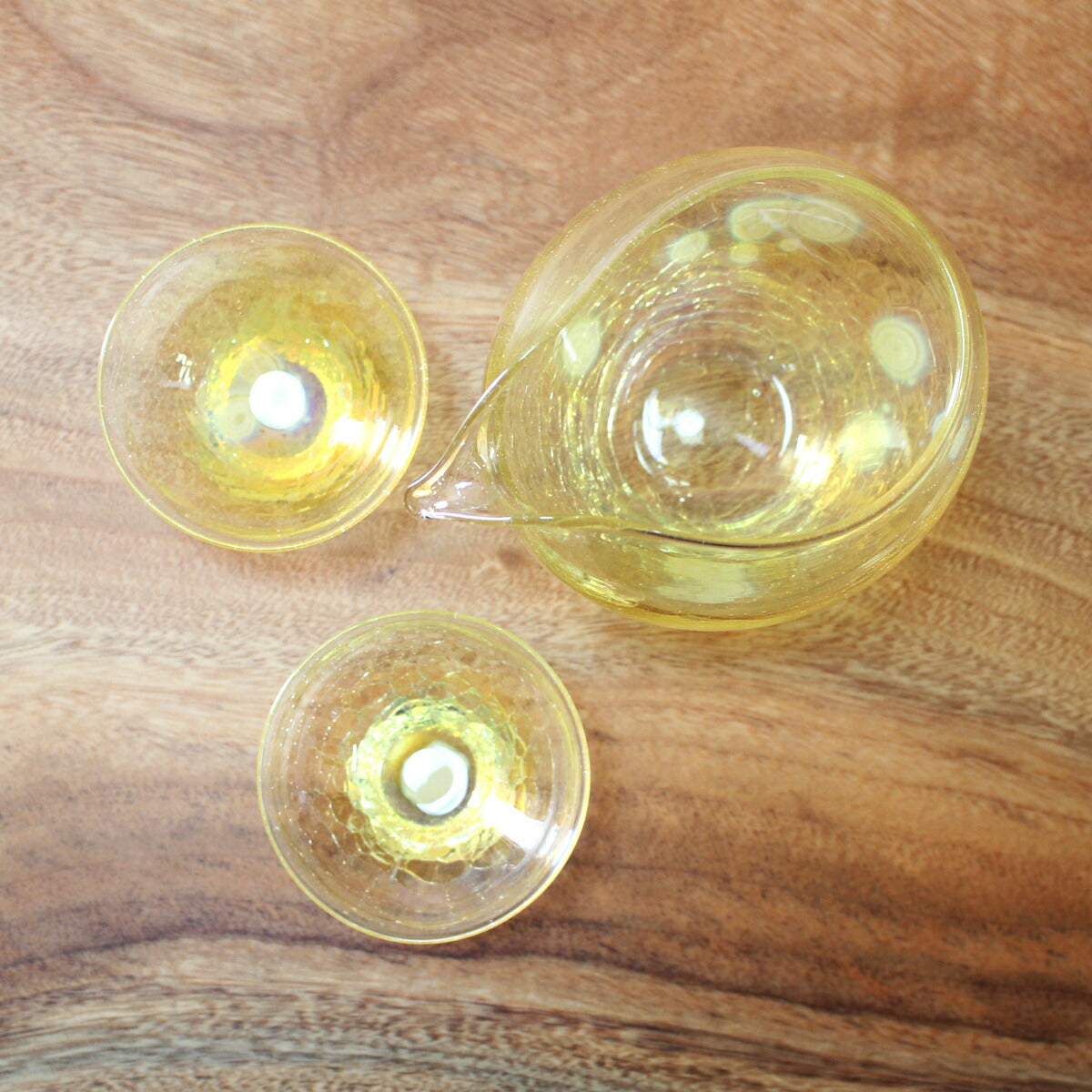 glasscalico グラスキャリコ ハンドメイド ガラス酒器 月光(げっこう) 冷酒器セット (縦型片口・ぐい呑 2個) ハンドメイド ガラス酒器