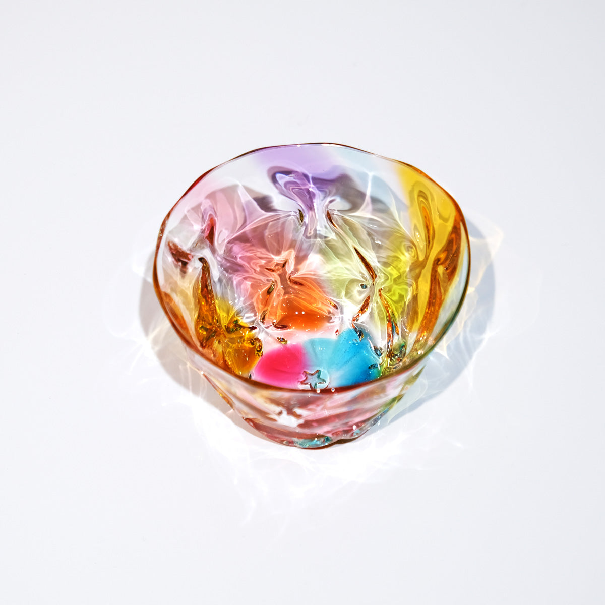 ガラスのお皿 プリズム レトロ glass calico 小鉢 サラダボウル 蕎麦猪口 グラスキャリコ ハンドメイド食器 テーブルウェア