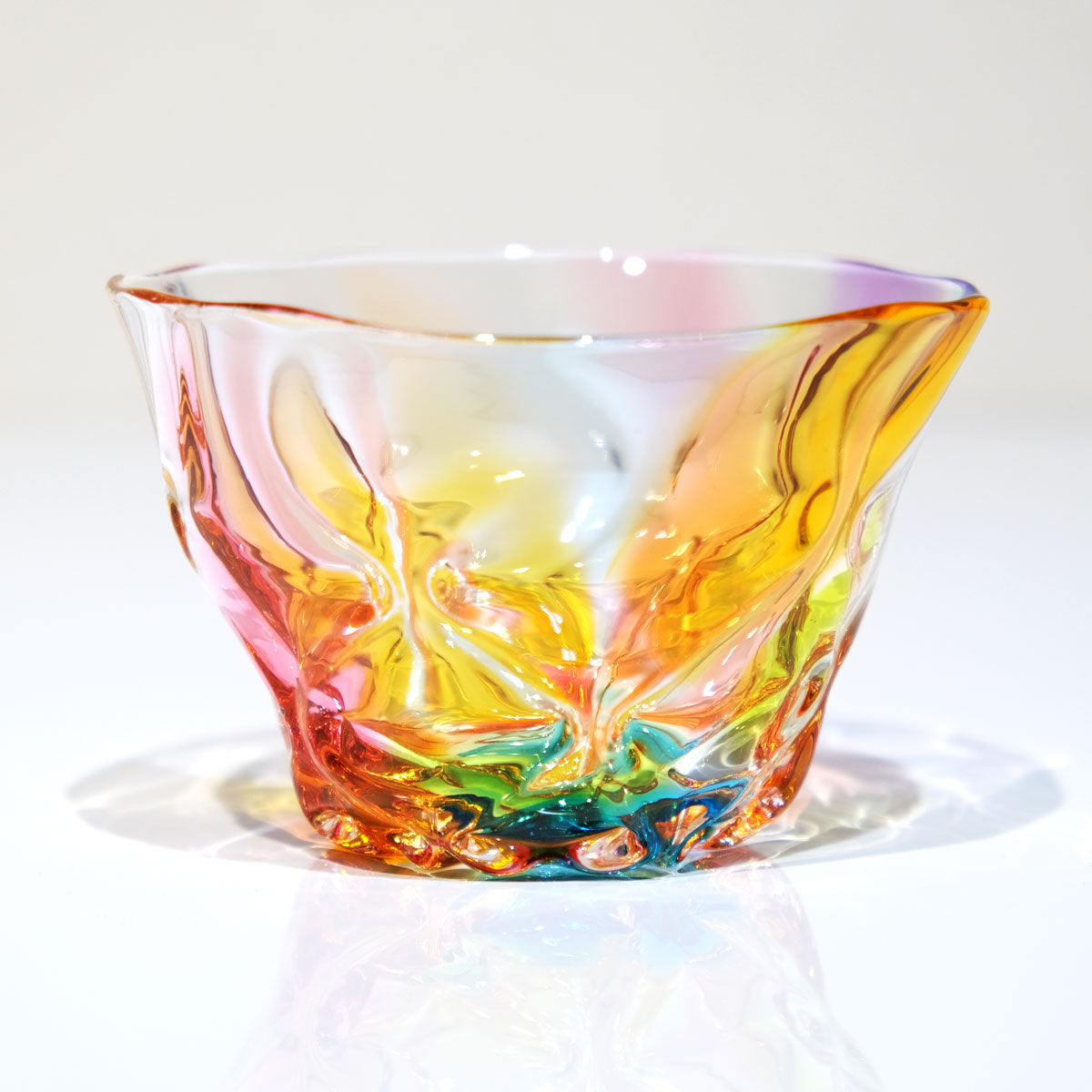 ガラスのお皿 プリズム レトロ glass calico 小鉢 サラダボウル 蕎麦猪口 グラスキャリコ ハンドメイド食器 テーブルウェア