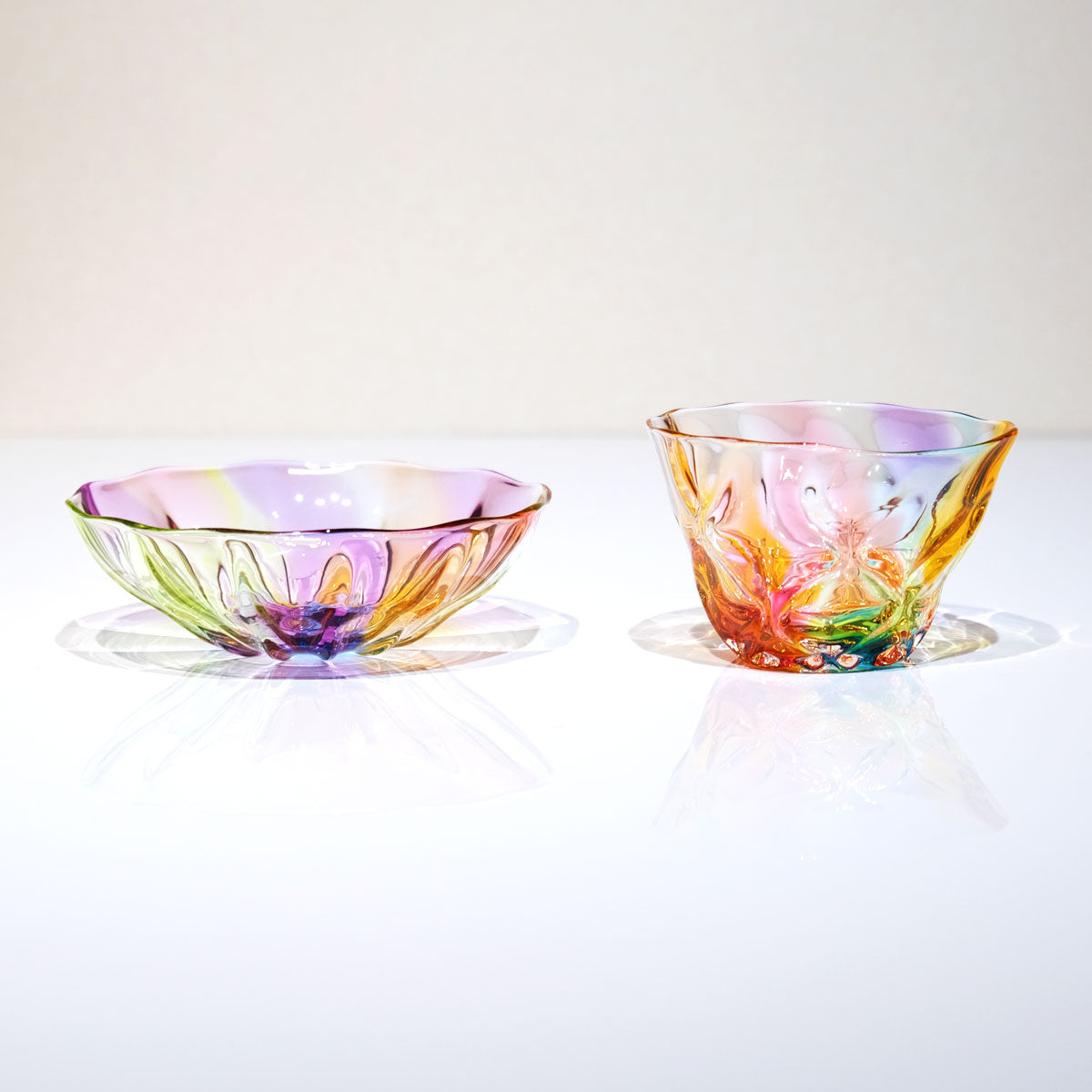 ガラスのお皿 プリズム ライン glass calico グラスキャリコ ハンドメイド食器 テーブルウェア