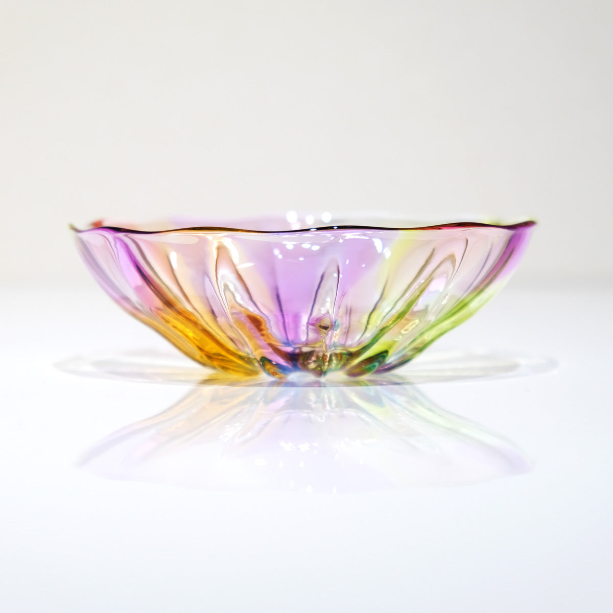 ガラスのお皿 プリズム ライン glass calico グラスキャリコ ハンドメイド食器 テーブルウェア