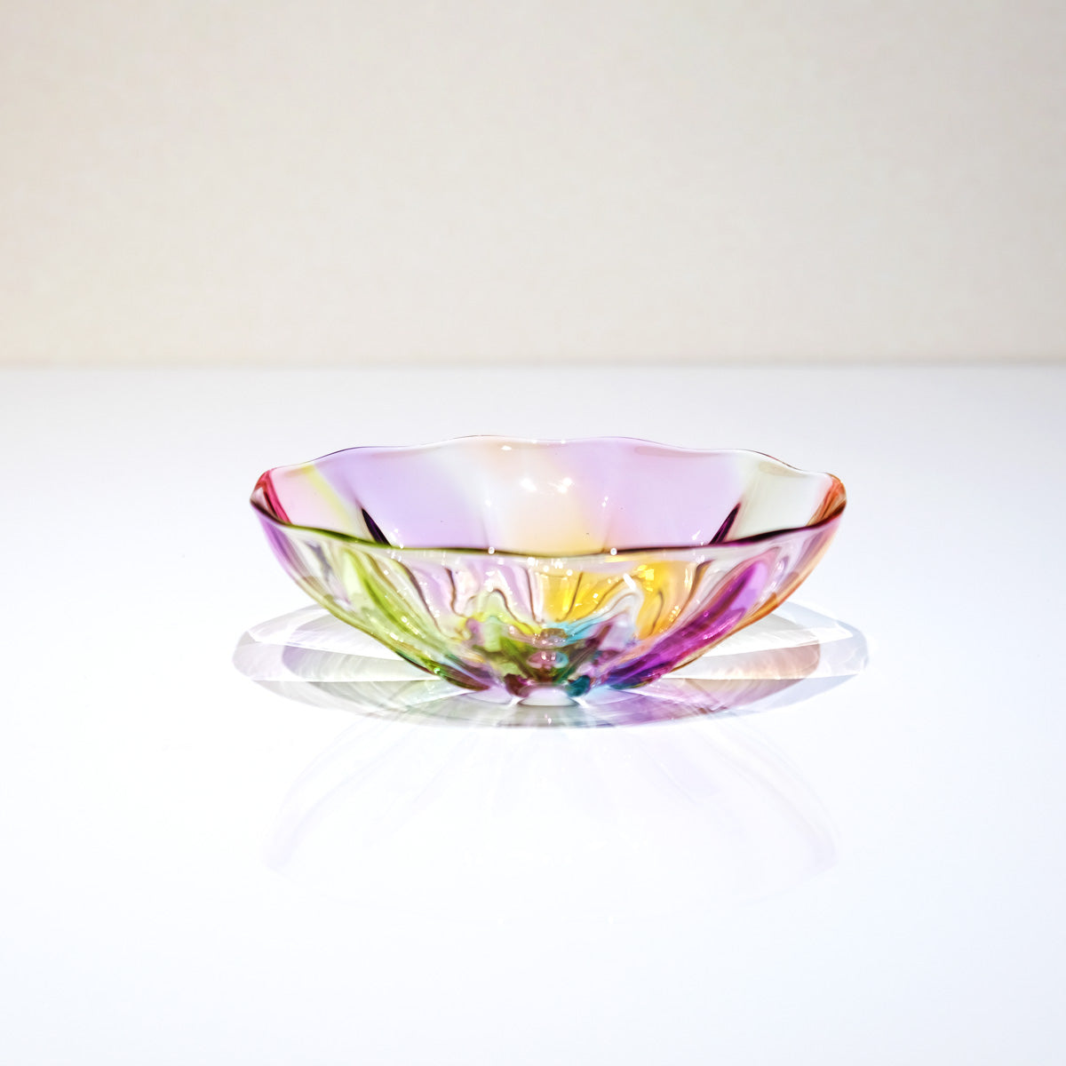 ガラスのお皿 プリズム ライン glass calico グラスキャリコ ハンドメイド食器 テーブルウェア